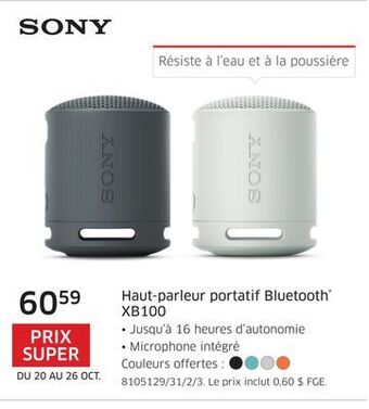The Source Haut-parleur portatif bluetooth xb100 sony offer