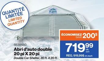 Patrick Morin Double car shelter, 20 ft. x 20 ft offer