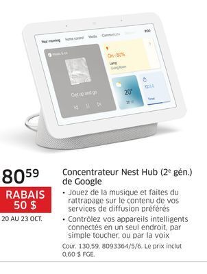 The Source Concentrateur nest hub (2e gén.) de google offer
