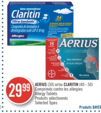 Pharmaprix Aerius (30) or claritin (40-50) allergy tablets offer