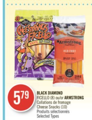 Pharmaprix Black diamond ficello (8) or armstrong cheese snacks (10) offer
