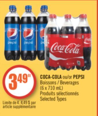 Pharmaprix Coca-cola or pepsi beverages offer