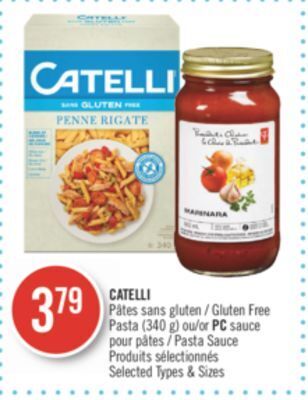 Pharmaprix Catelli gluten free pasta (340 g) or pc pasta sauce offer