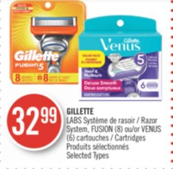 Pharmaprix Gillette labs razor system, fusion (8) or venus (6) cartridges offer