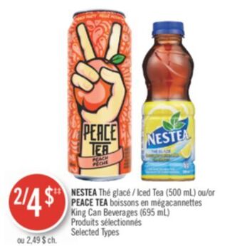 Pharmaprix Nestea iced tea (500 ml) or peace tea king can beverages (695 ml) offer