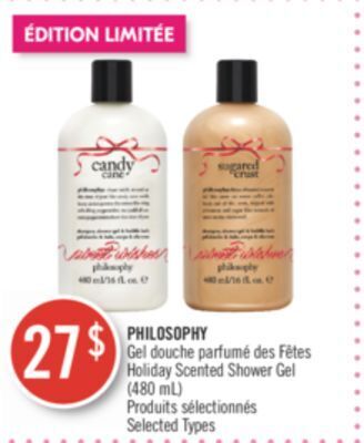 Pharmaprix Philosophy holiday scented shower gel offer