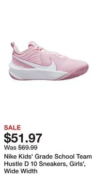 Sport Chek Nike kids' grade school team hustle d 10 sneakers, girls', wide width offer