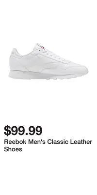 Sport Chek Reebok men's classic leather shoes offer