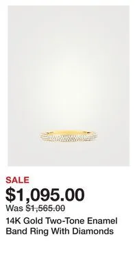 Holt Renfrew 14k gold two-tone enamel band ring with diamonds offer