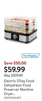 Walmart Electric 5tray food dehydrator food preserver machine dryer dehydrators with temperature control and highheat circulation offer