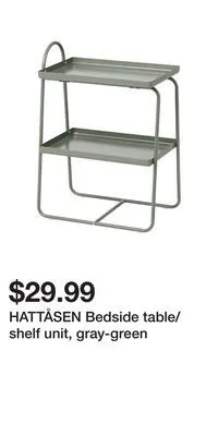 IKEA Hattåsen bedside table/shelf unit, gray-green offer