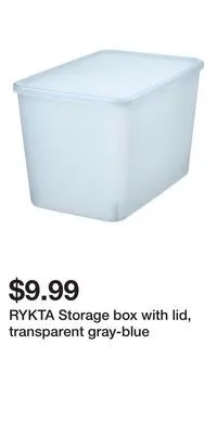IKEA Rykta storage box with lid, transparent gray-blue offer