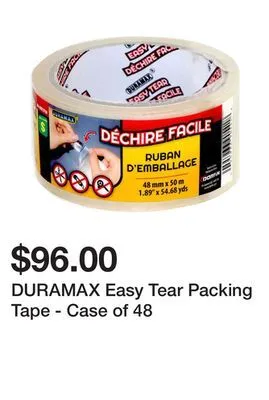 Dollarama Duramax easy tear packing tape - case of 48 offer