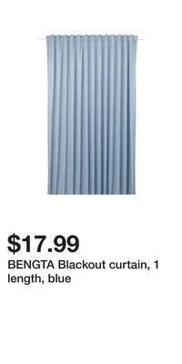 IKEA Bengta blackout curtain, 1 length, blue offer