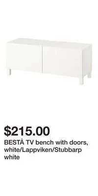 IKEA Bestå tv bench with doors, white/lappviken/stubbarp white offer
