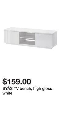 IKEA Byås tv bench, high gloss white offer