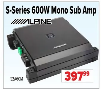 2001 Audio Video Alpine s-series 600w mono sub amp offer