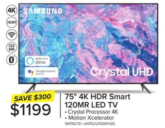 Leon's Samsung 75 cuhd 4k smart tv un75cu7000fxzc offer