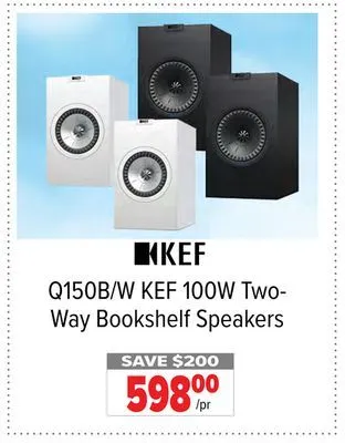 2001 Audio Video Kef 100w two- way bookshelf speakers offer