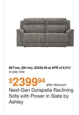 Ashley Furniture Next-gen durapella reclining sofa with power in slate by ashley offer