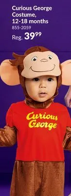 Party City Toddler curious george brown/orange jumpsuit halloween costume with hood, more options available offer