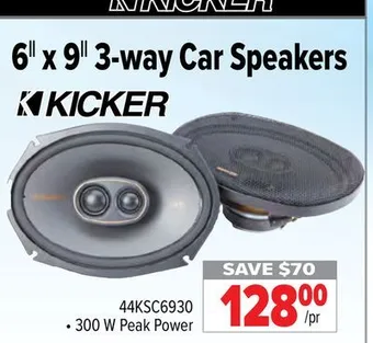 2001 Audio Video Kicker 6 x 9 3-way car speakers offer