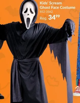 Party City Kids' scream ghost face black outfit with mask halloween costume, assorted sizes offer