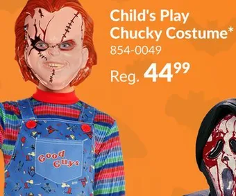 Party City Kids' child's play chucky blue outfit with shirt/overalls/mask halloween costume, assorted sizes offer