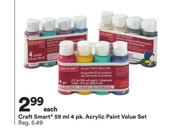 Michaels Craft smart 59 ml 4 pk. acrylic paint value set offer