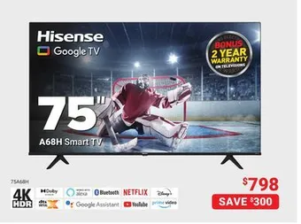 Visions Electronics Hisense a68h smart tv 75 offer