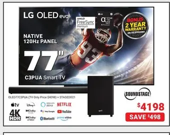Visions Electronics Lg oled native 120 hz panel 77 c3pua smart tv offer