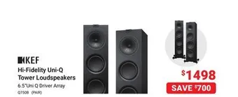 Visions Electronics Kef hi-fidelity uni-q tower loudspeakers offer