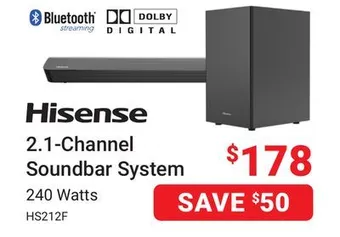 Visions Electronics Hisense 2.1-channel soundbar system offer