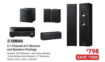Visions Electronics Yamaha 5 1-channel a/v receiver and speakers package offer