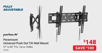 Visions Electronics Peerless-av paramount universal push out tilt wall mount offer
