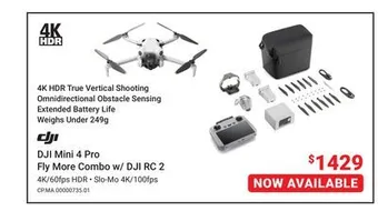 Visions Electronics Dji mini 4 pro fly more combo w/ dji rc 2 offer