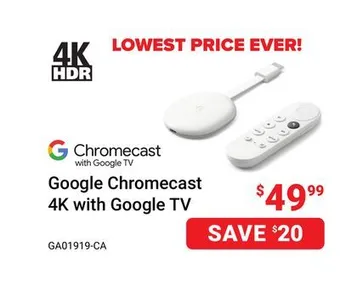 Visions Electronics Google chromecast 4k with google tv offer
