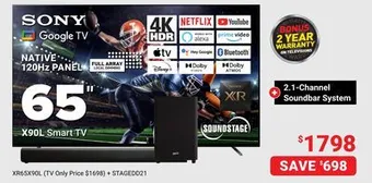 Visions Electronics Sony x90l smart tv 65 offer
