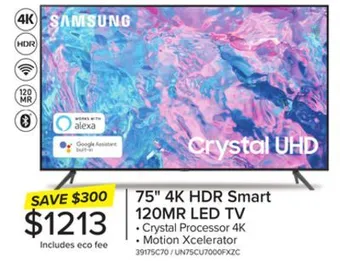 Leon's Samsung 75 cuhd 4k smart tv un75cu7000fxzc offer