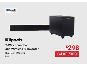 Visions Electronics Klipsch r4b 2-way soundbar and wireless subwoofer offer