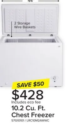 Leon's L2 white chest freezer (10.2 cu. ft.) - lrc10m2awwc offer
