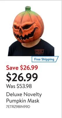 Walmart Deluxe novelty pumpkin mask offer
