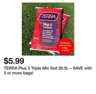 Terra Green Houses Terra plus 3 triple mix soil 28.5l – save with 5 or more bags! offer