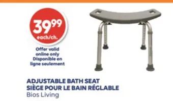 Wellwise by Shoppers Siège pour le bain réglable bios living offer