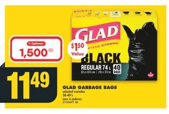 No Frills Glad garbage bags, 20-40's offer