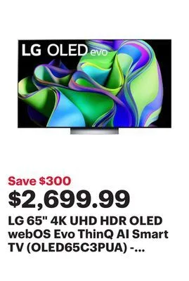 Best Buy Lg 65 4k uhd hdr oled webos evo thinq ai smart tv (oled65c3pua) - 2023 offer