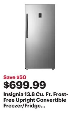Best Buy Insignia 13.8 cu. ft. frost-free upright convertible freezer/fridge (ns-uz14ss0) -stainless -only at best buy offer