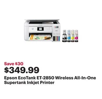 Best Buy Epson ecotank et-2850 wireless all-in-one supertank inkjet printer offer