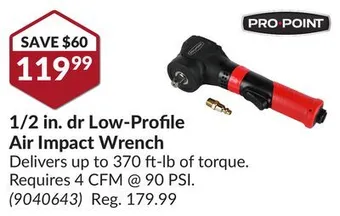 Princess Auto 1/2 in. dr low-profile air impact wrench offer