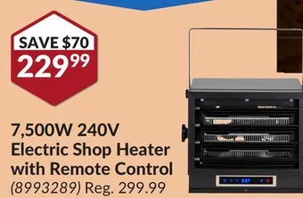 Princess Auto 7, 500w 240v electric shop heater with remote control offer